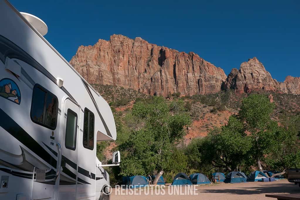 Camping in US-Nationalparks mit dem Wohnmobil - Hier ein Campground nahe des Zion Nationalparks