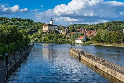 Blick auf Gundelsheim und die Burg Horneck